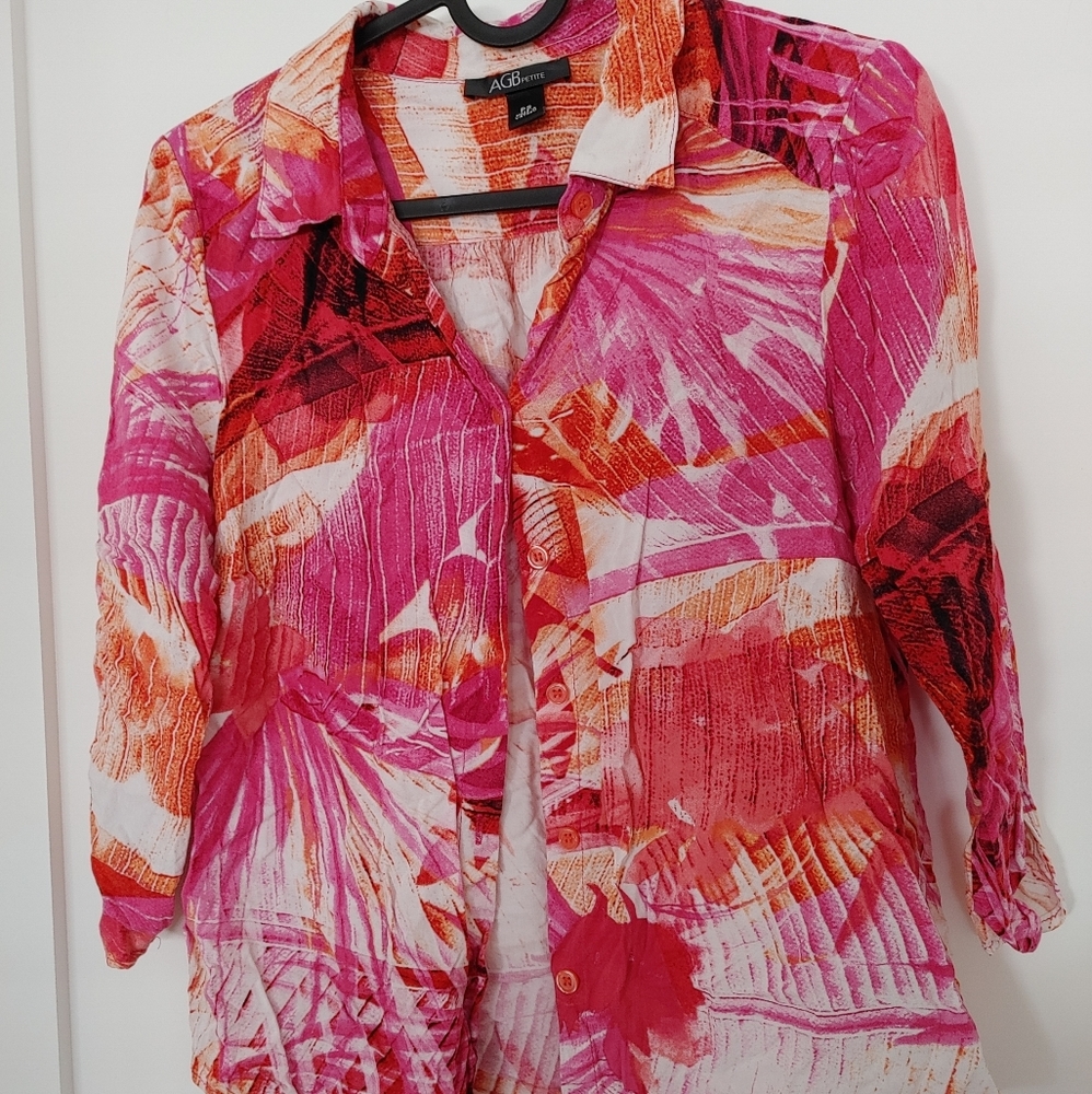 AGB floral pink petite blouse